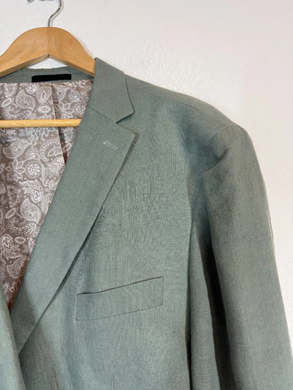 Lauren Ralph Lauren Linen Sport Coat Blazer Sage Green 50R Paisley Lined